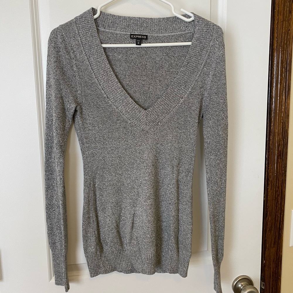 Grey deep V Express sweater. Size M.